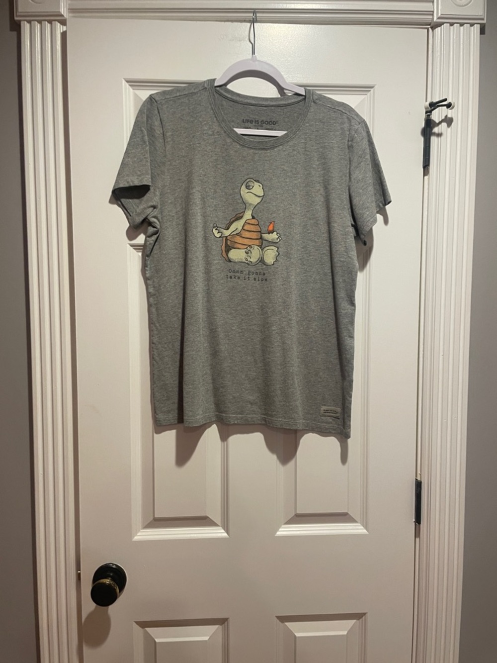 Life Is Good Heather Gray Turtle Tee with Orange Accent